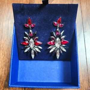 Swarovski Drop Earrings In Pink And Silver